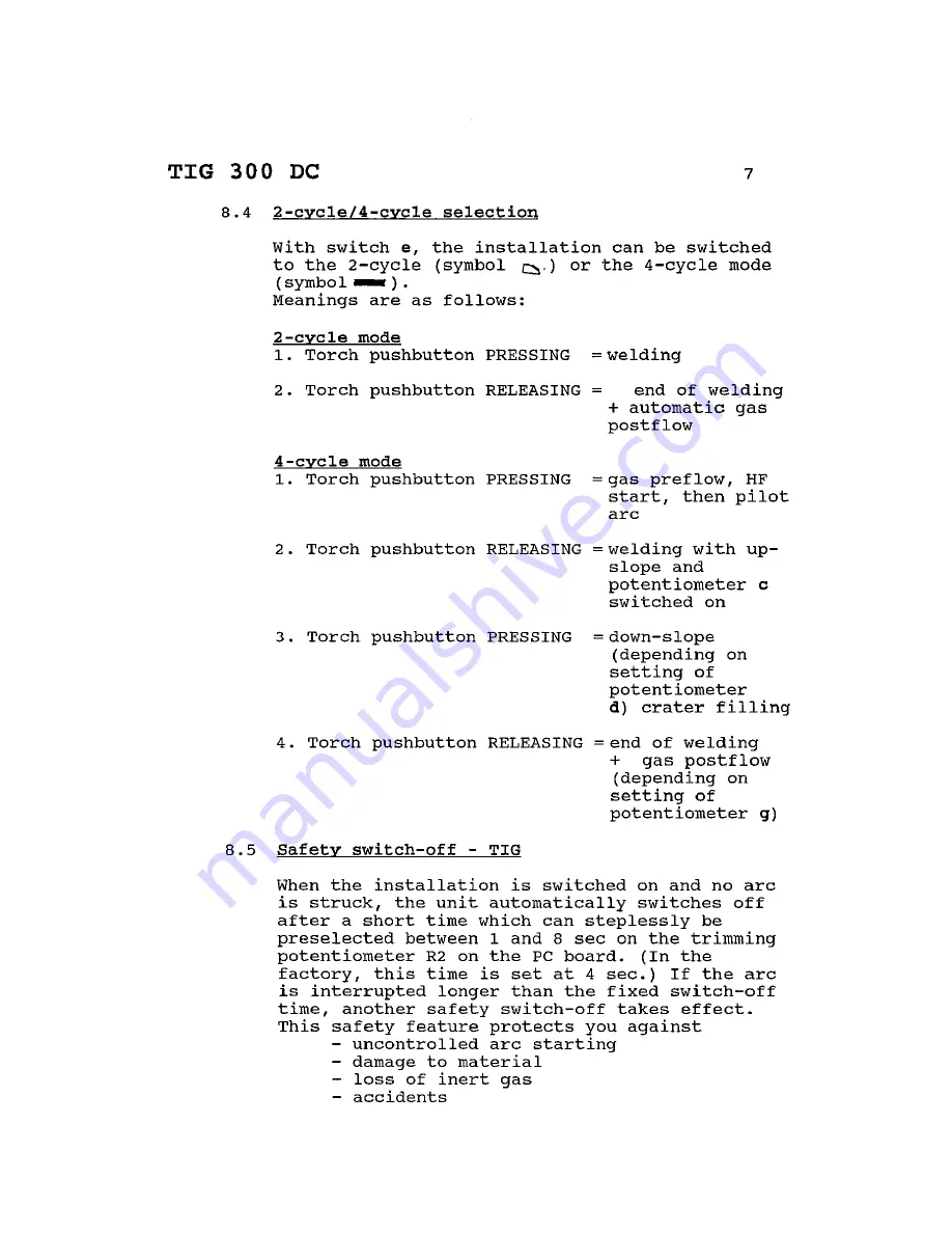 L-TEC TIG 300 DC Operating Instructions Manual Download Page 8