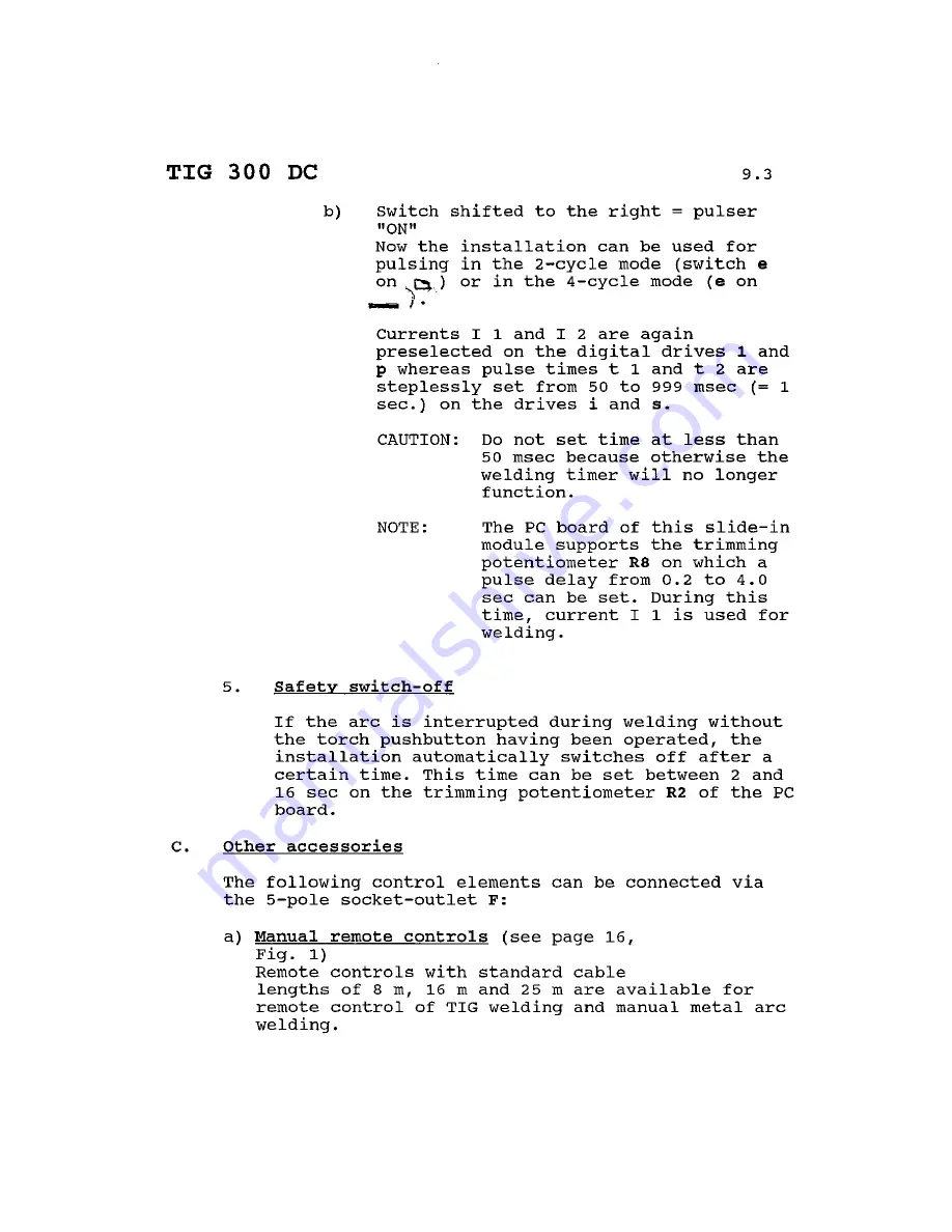 L-TEC TIG 300 DC Operating Instructions Manual Download Page 16