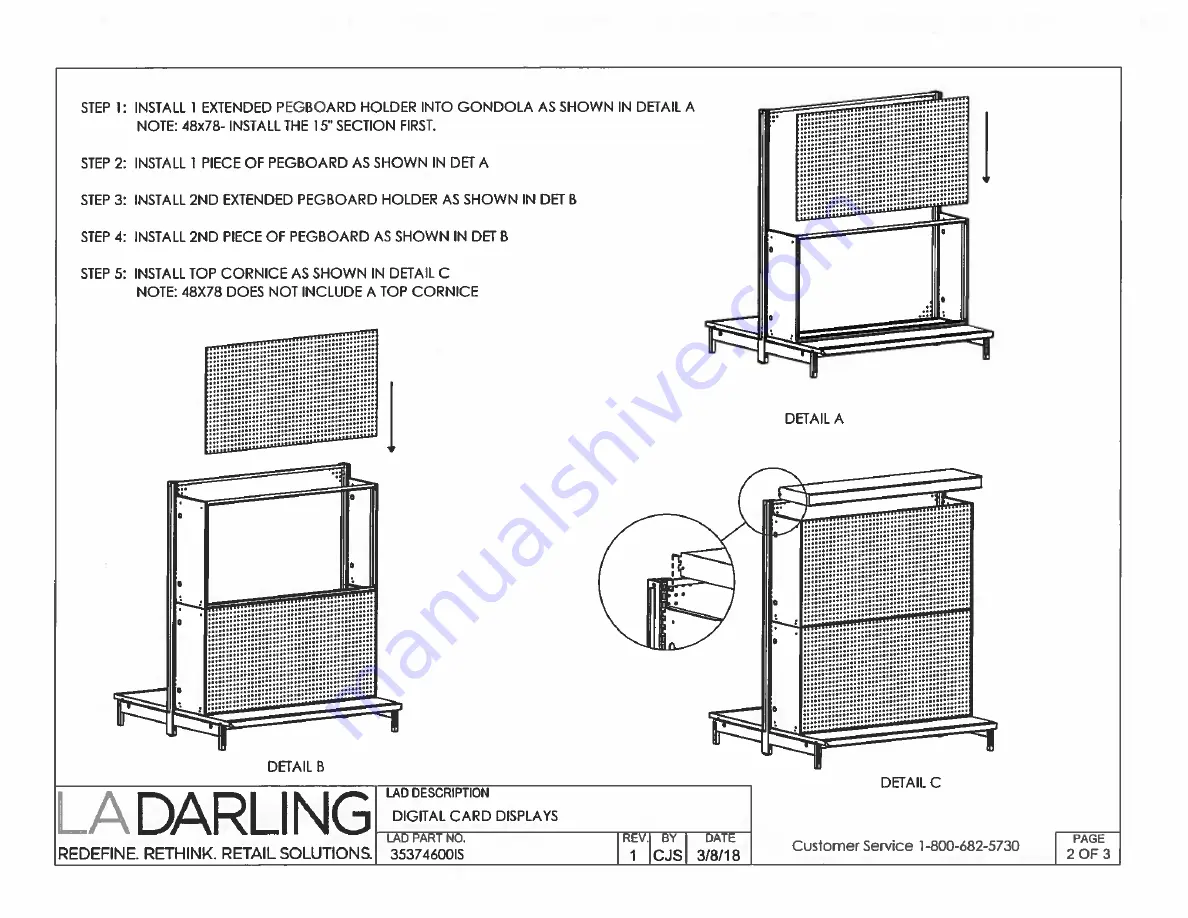 LA Darling MOVIE CORNICE W/ LIGHT SAP 100633167 Instructions Manual Download Page 5