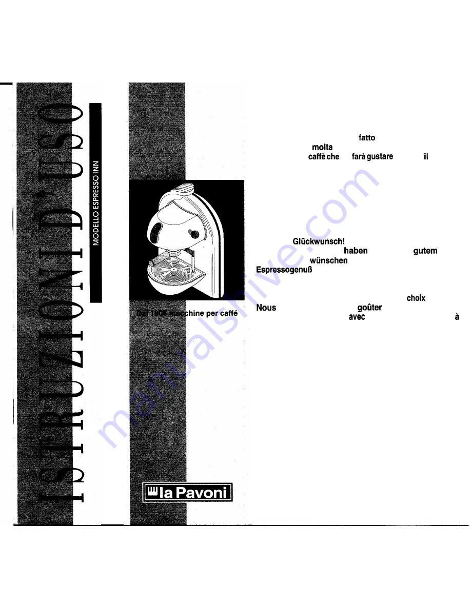 La Pavoni espresso inn Instructions For Use Manual Download Page 1