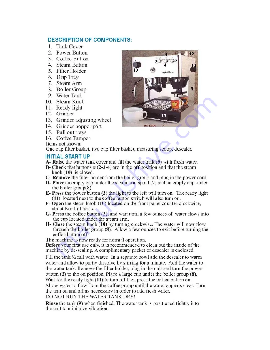 La Pavoni Nepolitana PA-1200 Instructions For Use Manual Download Page 3