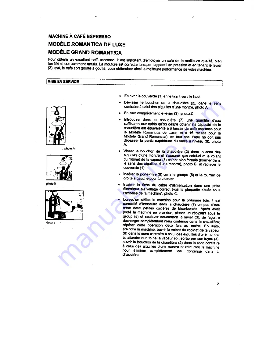 La Pavoni Romantica De luxe Instructions Manual Download Page 19