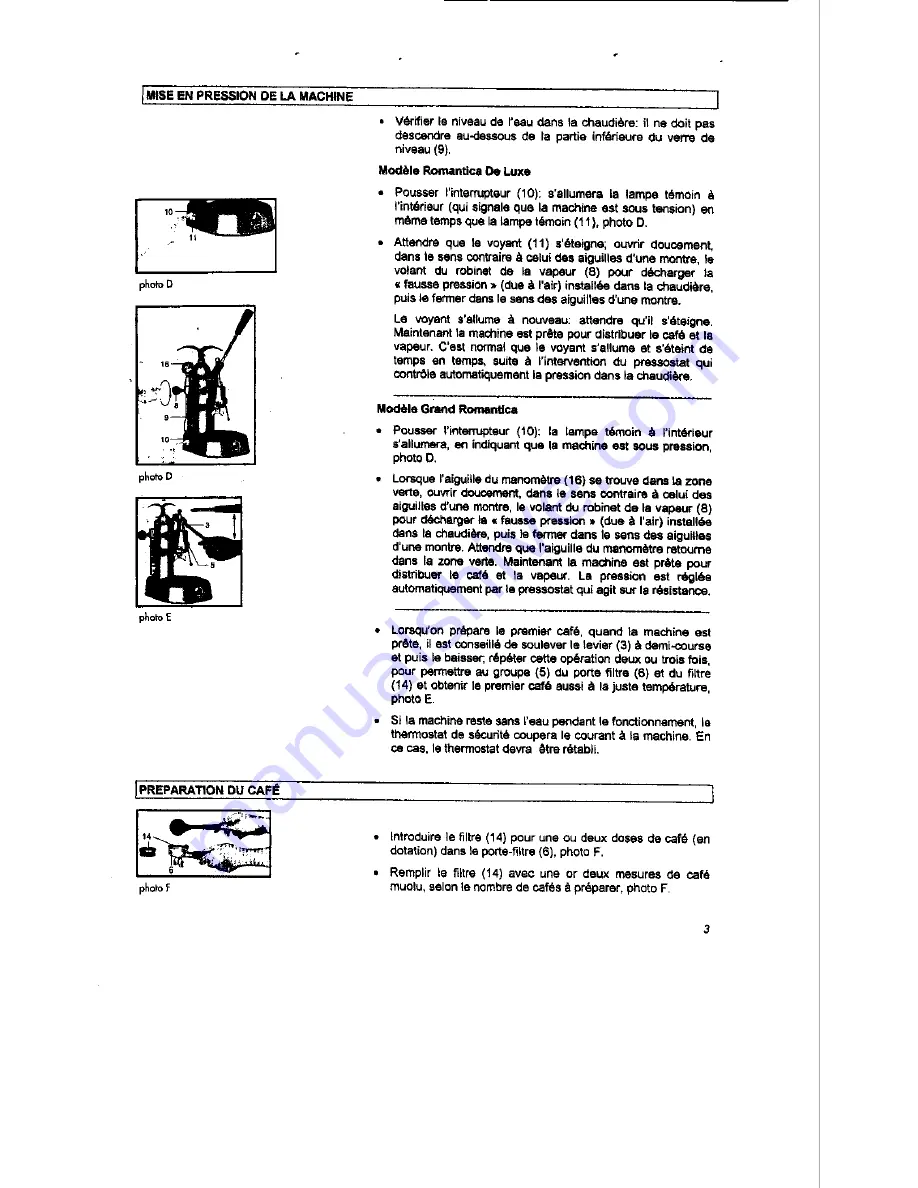 La Pavoni Romantica De luxe Instructions Manual Download Page 20