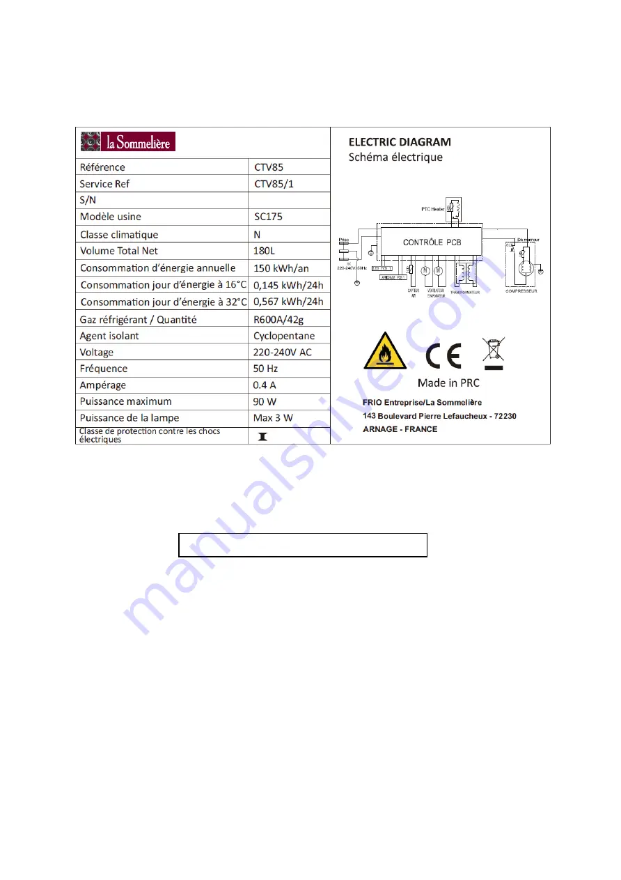 La Sommeliere CTV85 Use Instructions Download Page 20