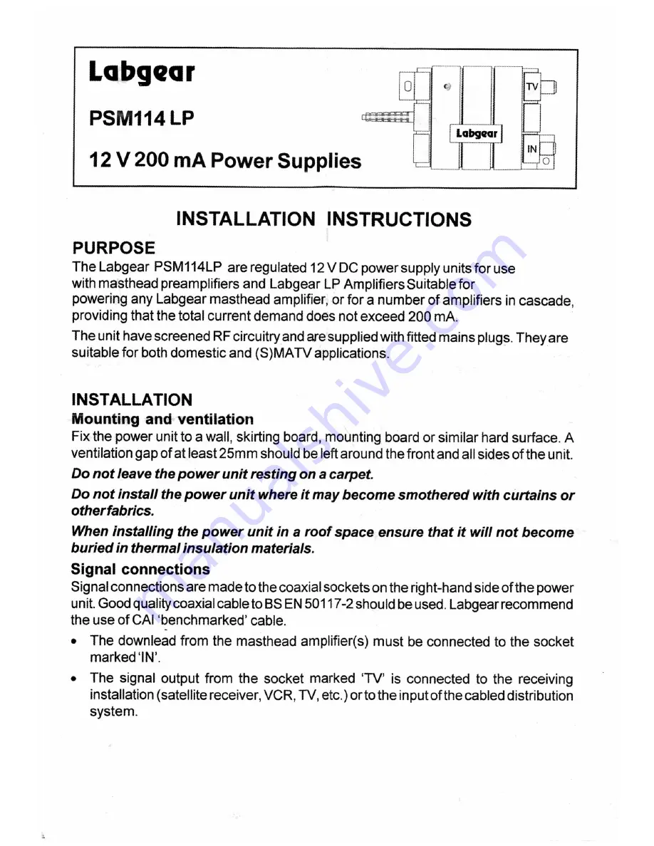 Labgear MSA263LP User Manual Download Page 5