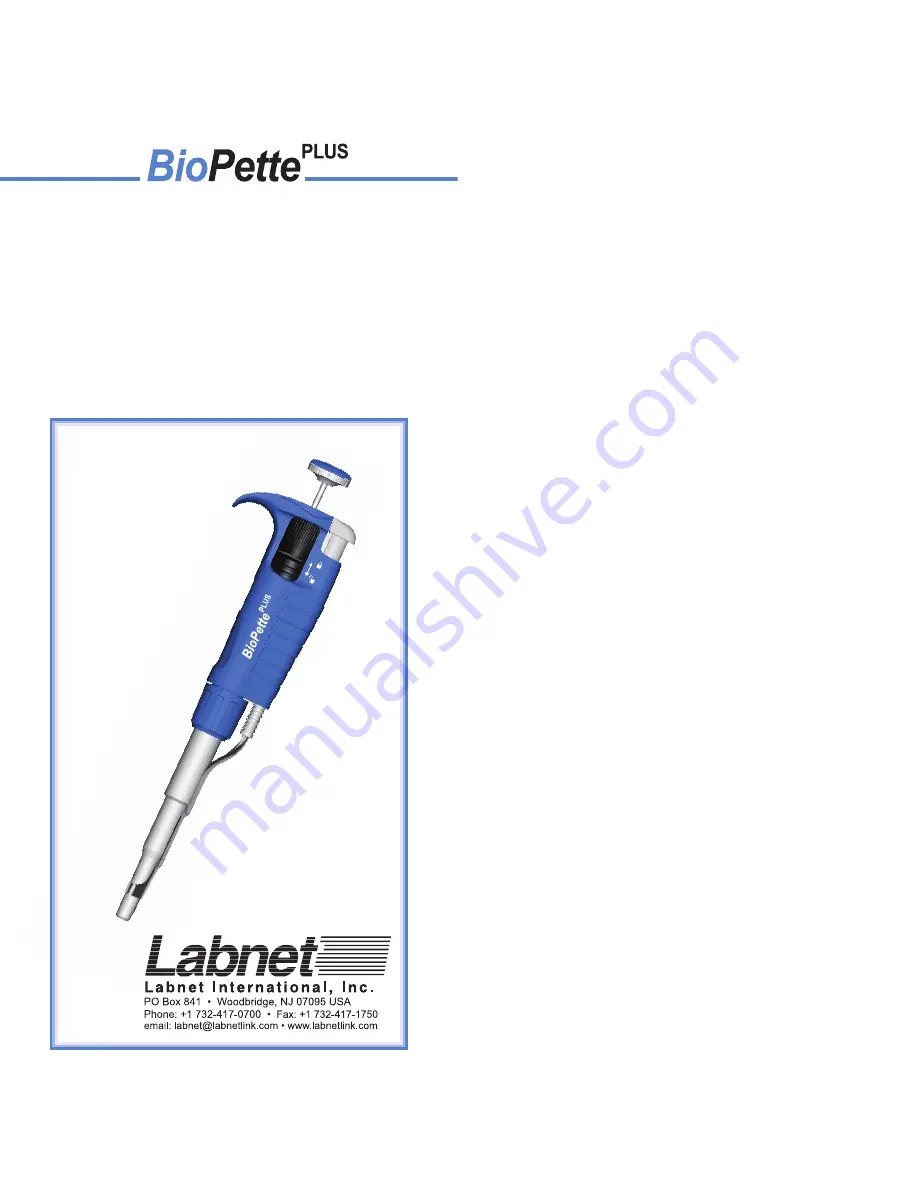 Labnet BioPette PLUS BPP2 Скачать руководство пользователя страница 1