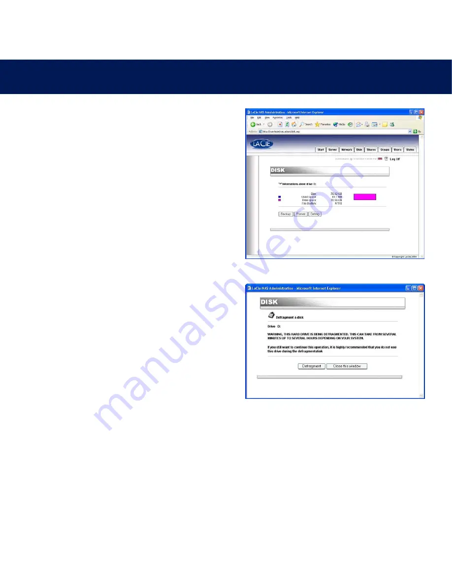 LaCie 301297U - 1TB Ethernet Disk XP Embedded Network Attached... Online Manual Download Page 38