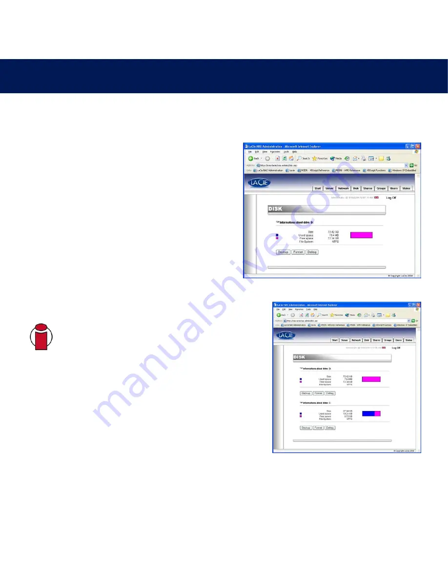 LaCie 301297U - 1TB Ethernet Disk XP Embedded Network Attached... Online Manual Download Page 45