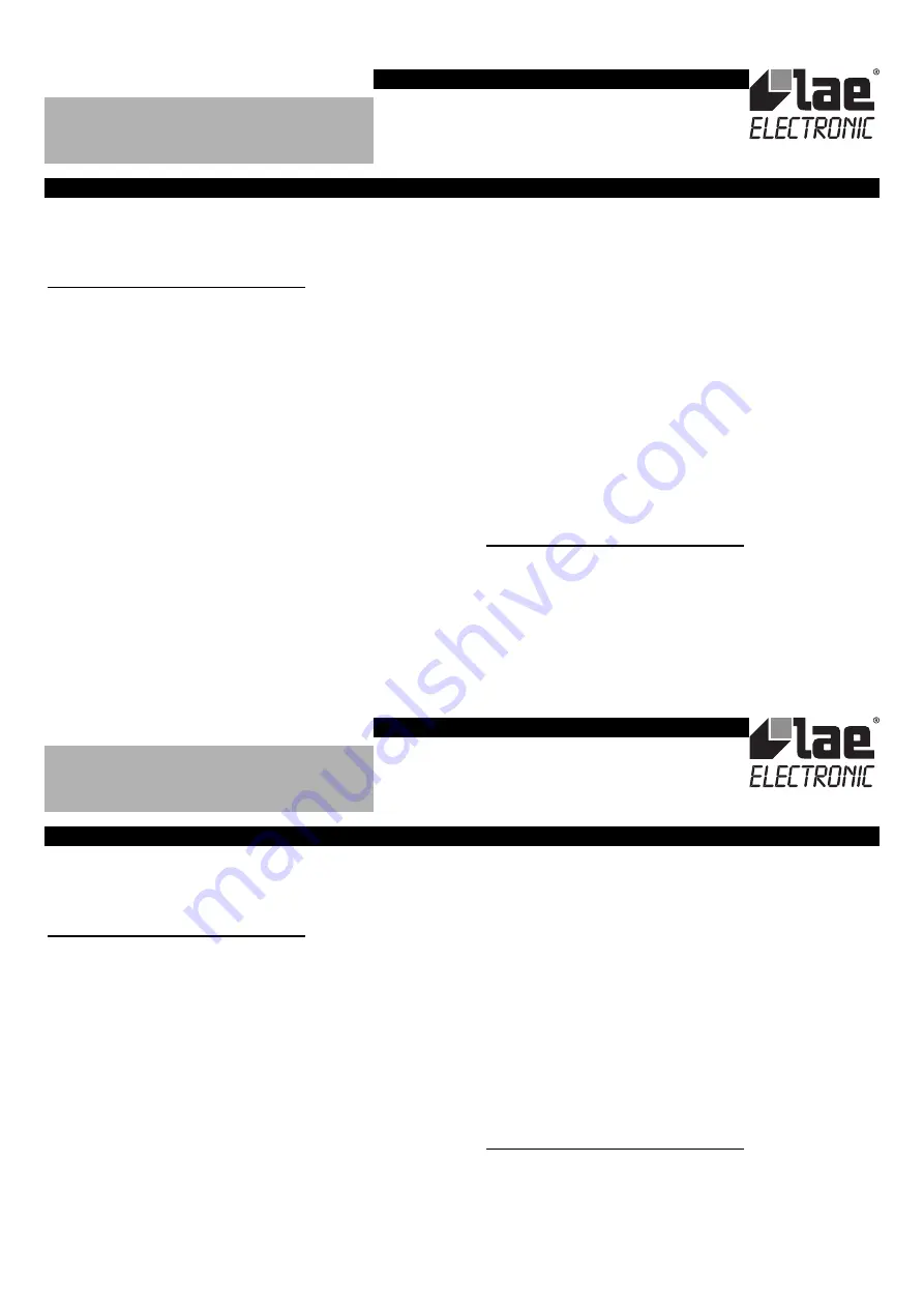 LAE electronic LT6 Instructions For Installation And Use Download Page 1