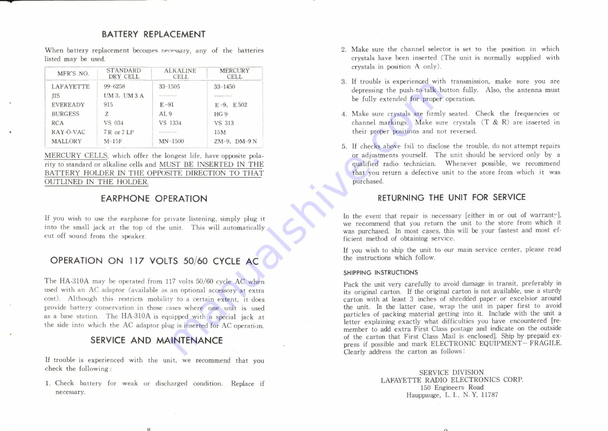 Lafayette 99-31593L Operating Manual Download Page 6