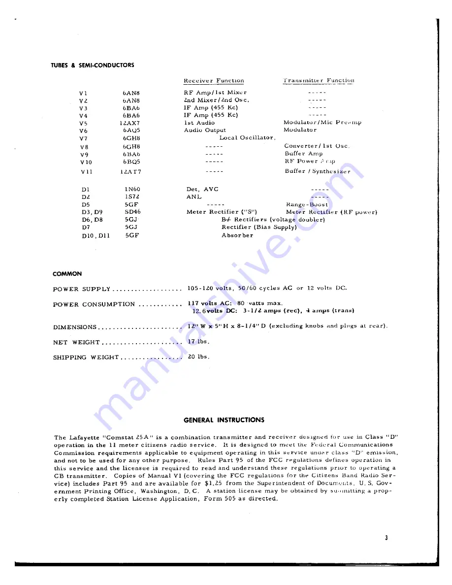 Lafayette Comstat 25A Скачать руководство пользователя страница 3