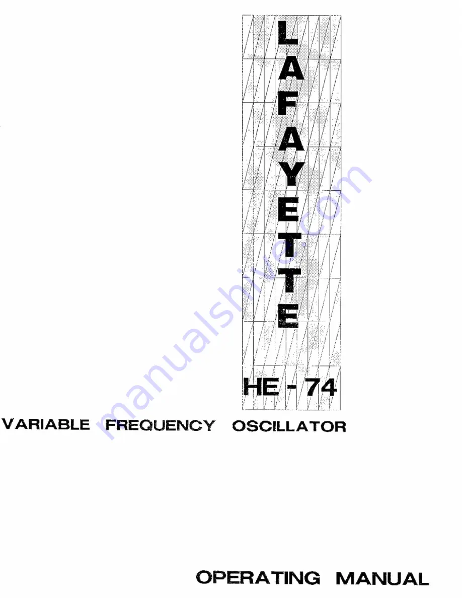 Lafayette HE-74 Operating Manual Download Page 1