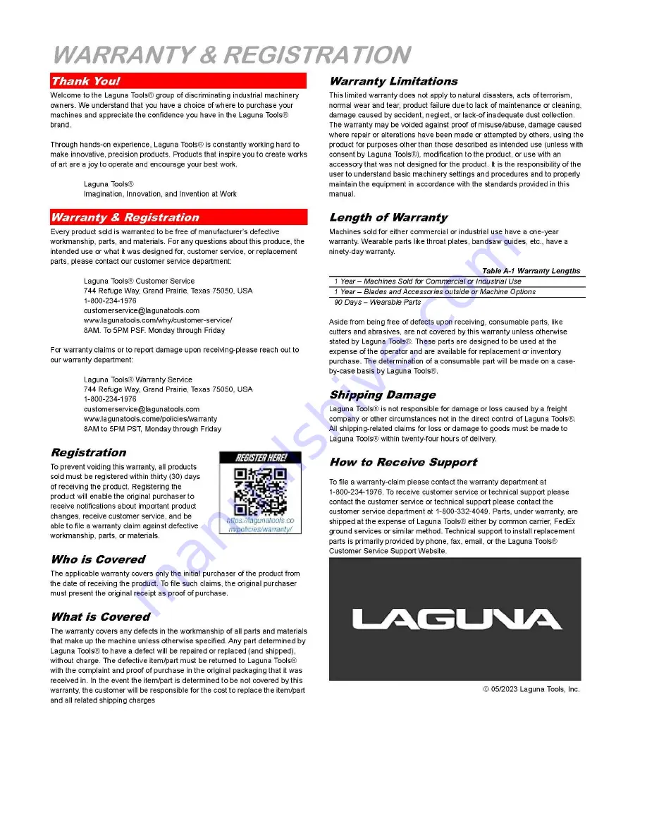 Laguna Tools METAL PRO Series Manual Download Page 6