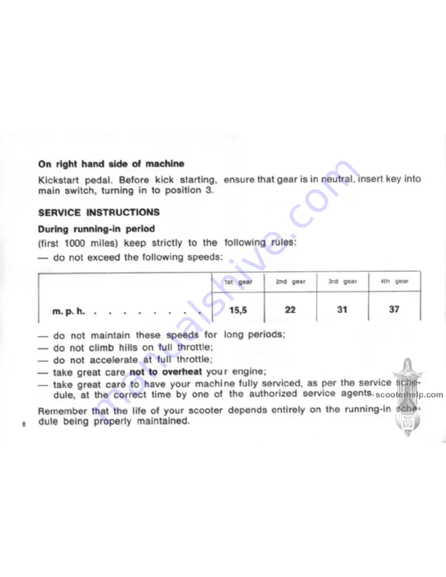 Lambretta Special X200 Instruction Booklet Download Page 9