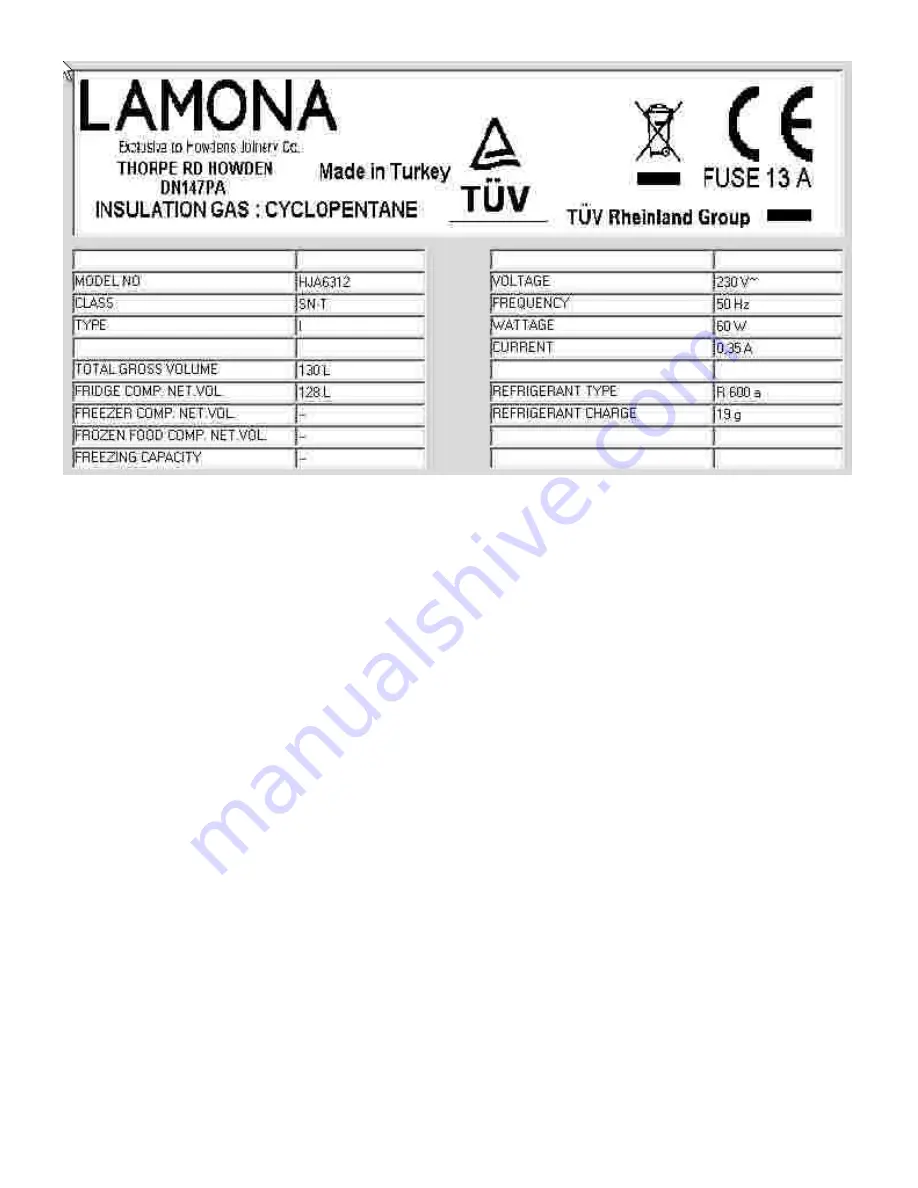 Lamona HJA6312 User'S Installation Manual Download Page 14