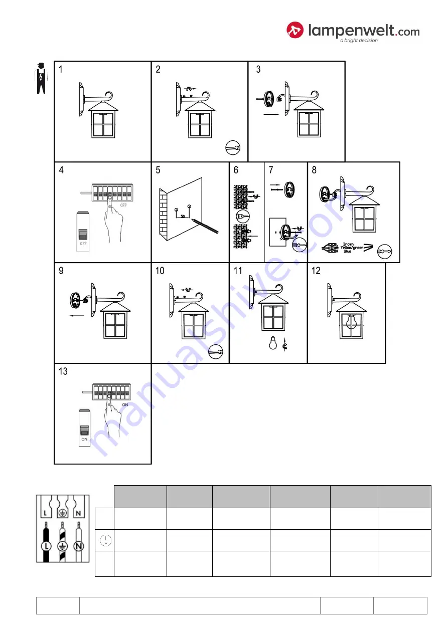 Lampenwelt 9611017 Assembly Drawing Download Page 2