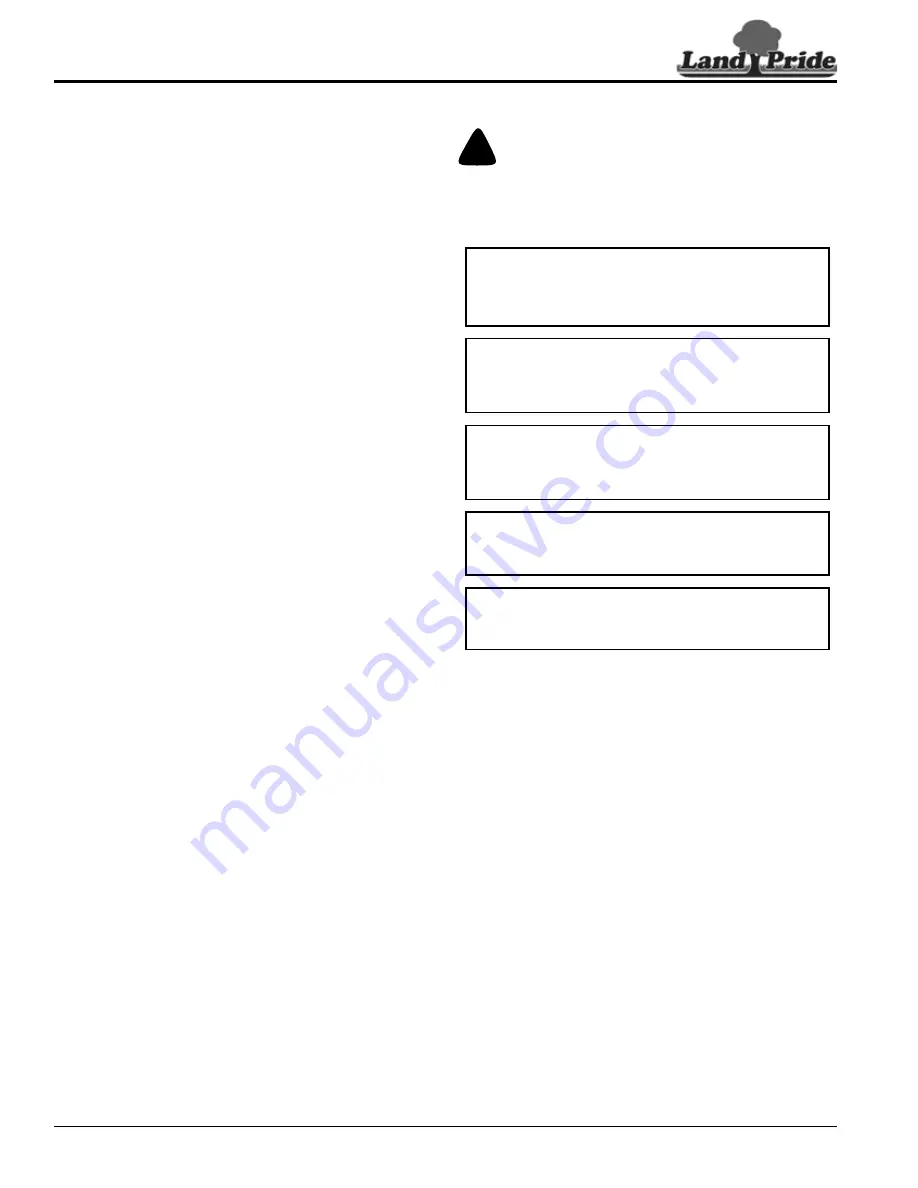 Land Pride RCF2060 Operator'S Manual Download Page 22