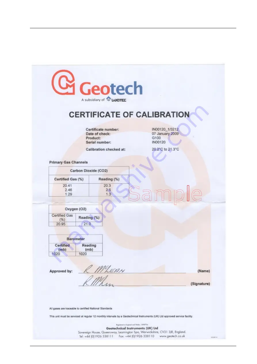 LANDTEC Geotech G100 Series Operating Manual Download Page 43