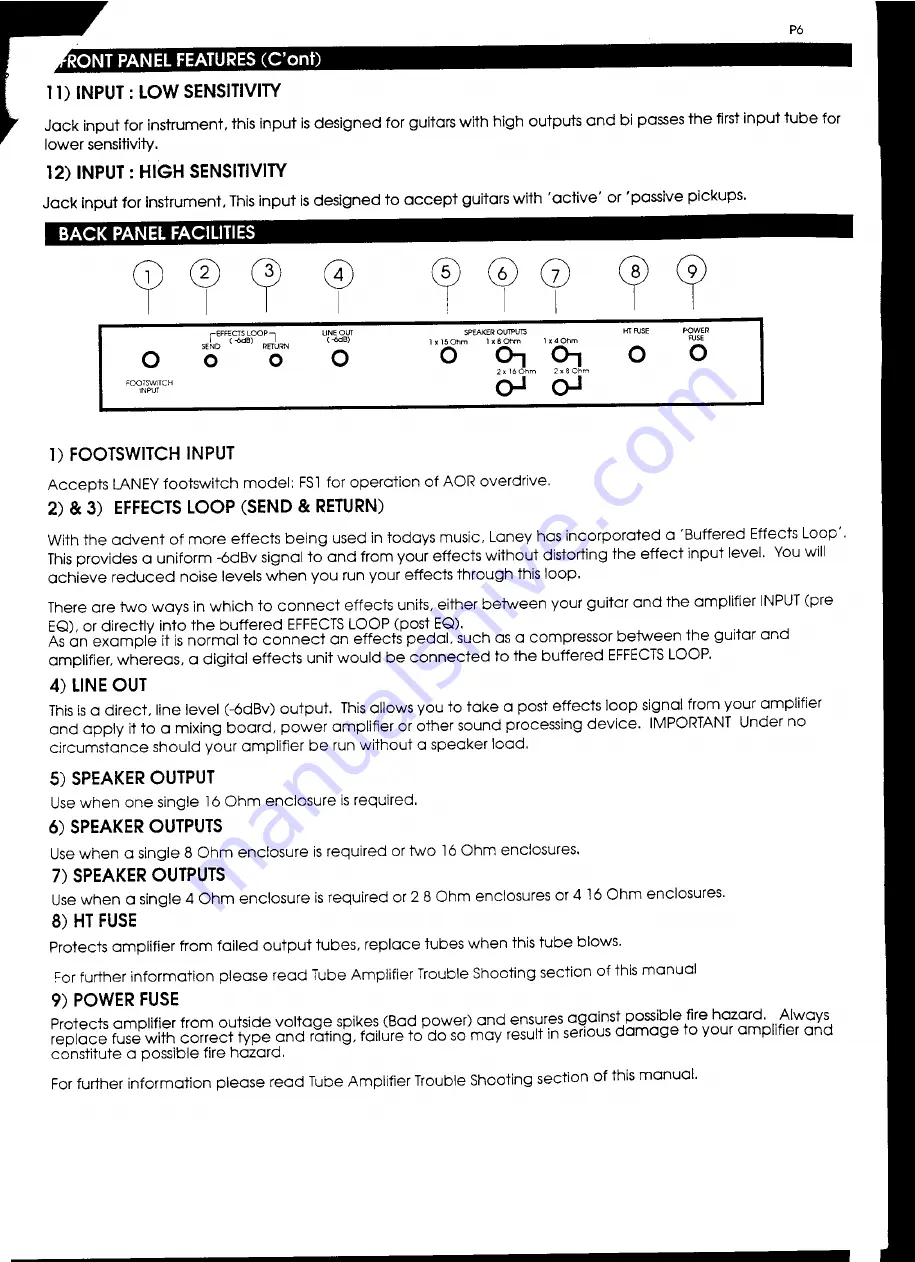 Laney AOR Series Operating Instructions Manual Download Page 6