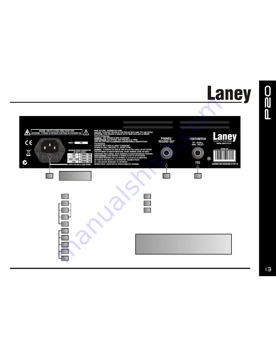 Laney Prism P20 Скачать руководство пользователя страница 13