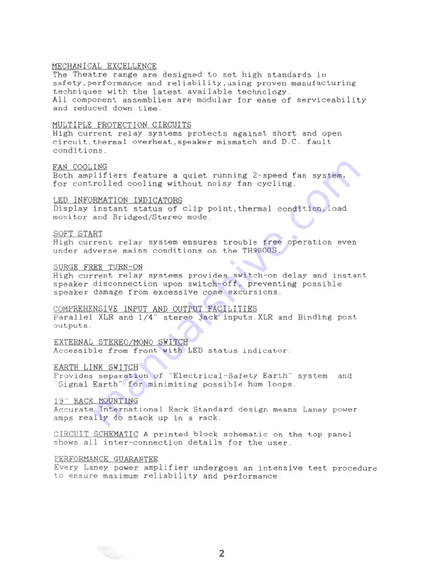 Laney TH9360S Operating Manual Download Page 3