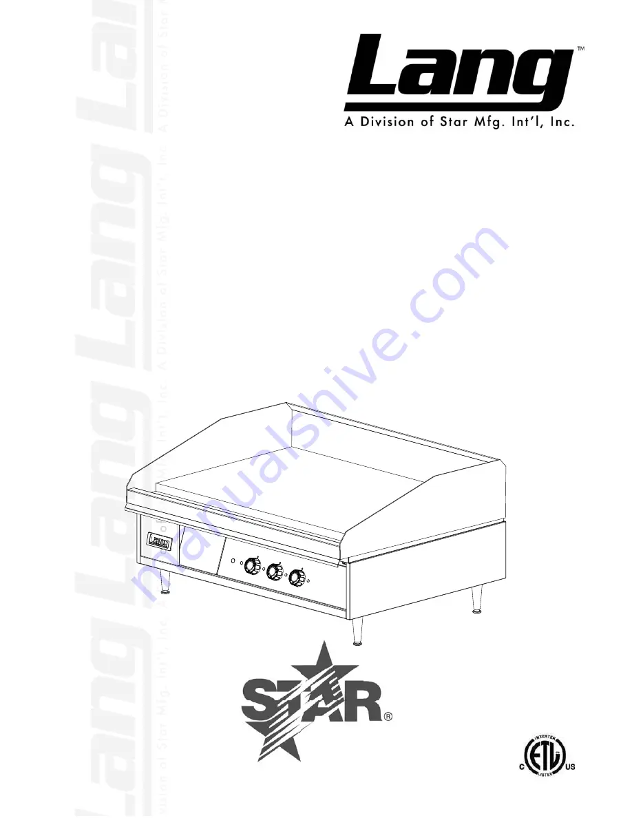 Lang 124T Installation And Operation Instructions Manual Download Page 1