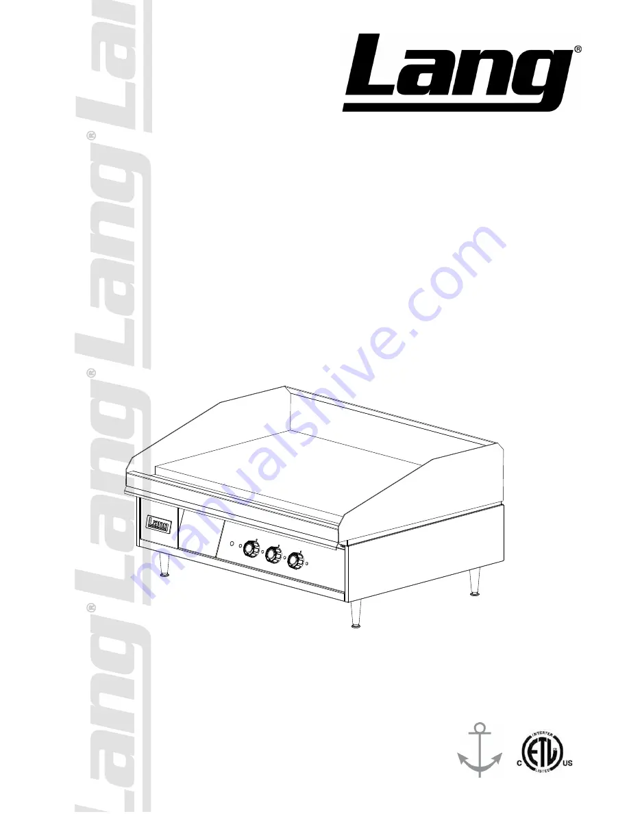 Lang 172TBC Installation And Operation Instructions Manual Download Page 1