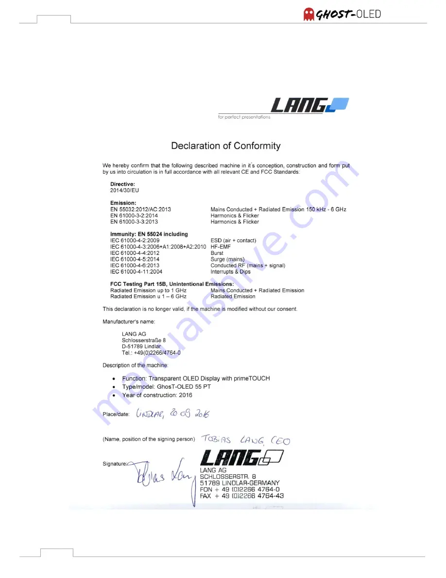 Lang GhosT-OLED-I User Manual Download Page 35