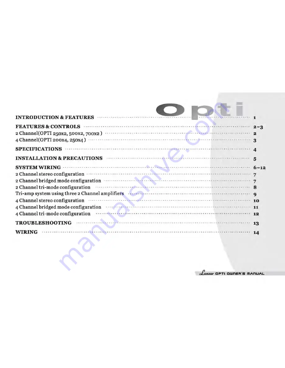 Lanzar OPTI 100X4 Owner'S Manual Download Page 2