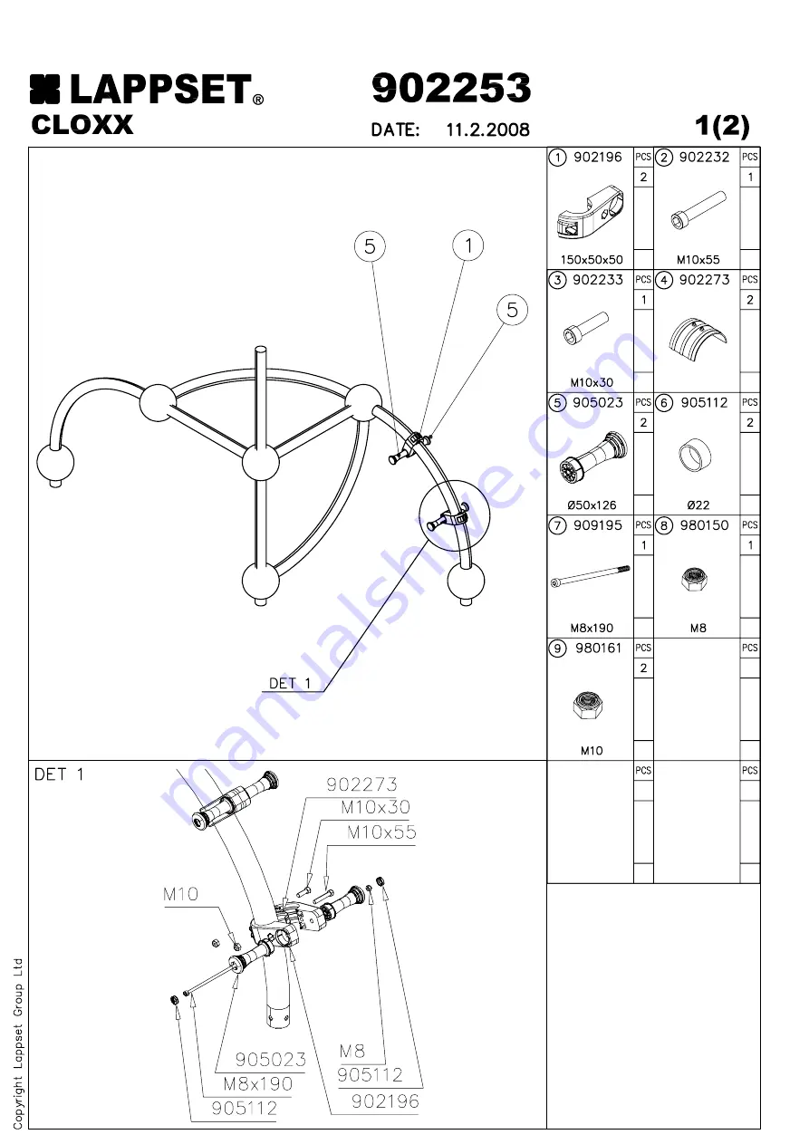 LAPPSET CLOXX Installation Instructions Manual Download Page 20