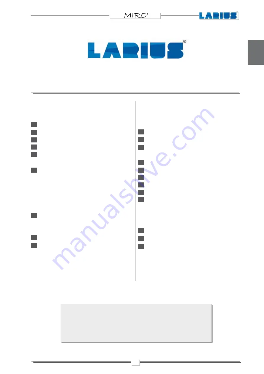 Larius MIRO Series Operating And Maintenance Instruction Manual Download Page 3