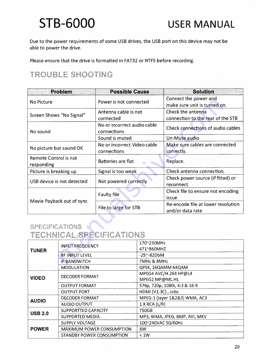 Laser STB-6000 User Manual Download Page 20