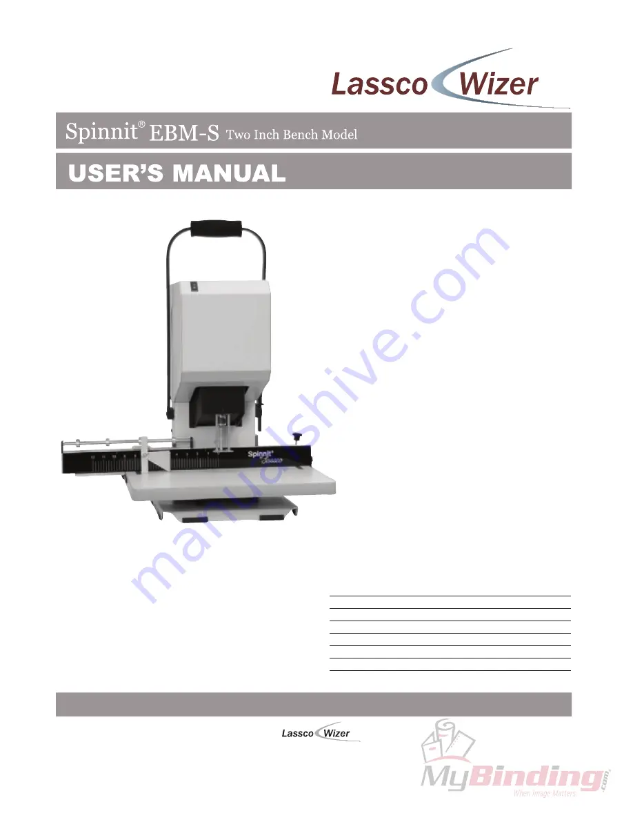 Lassco Wizer Spinnit EBM-S User Manual Download Page 2