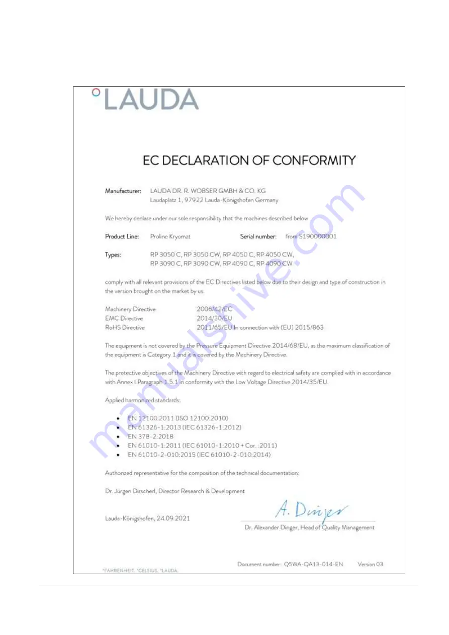 Lauda RP 4050 C Operation Manual Download Page 130