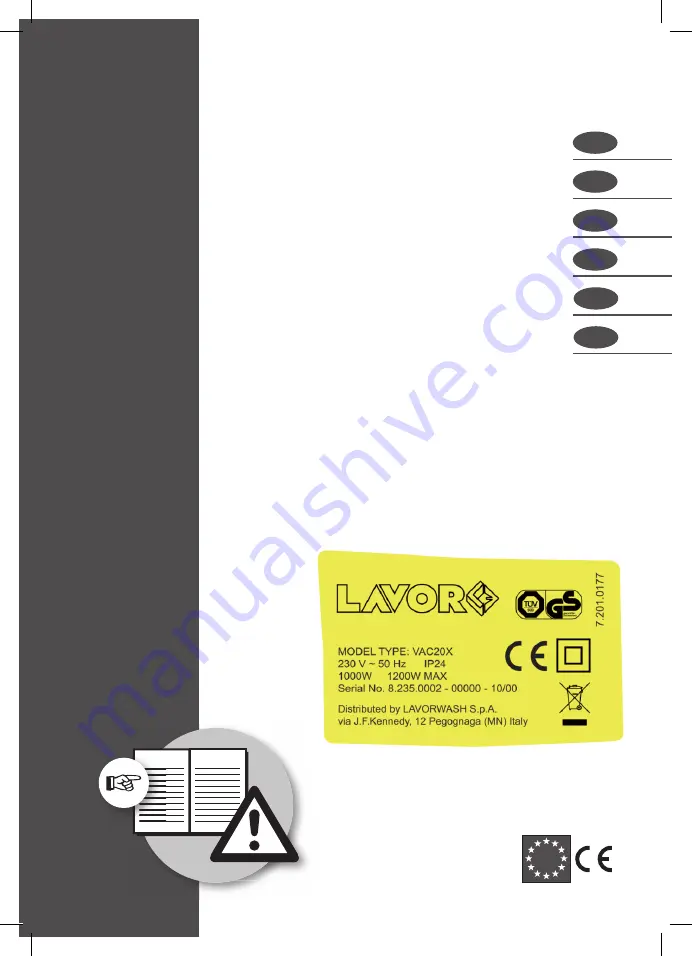 Lavor VAC20X Manual Download Page 1