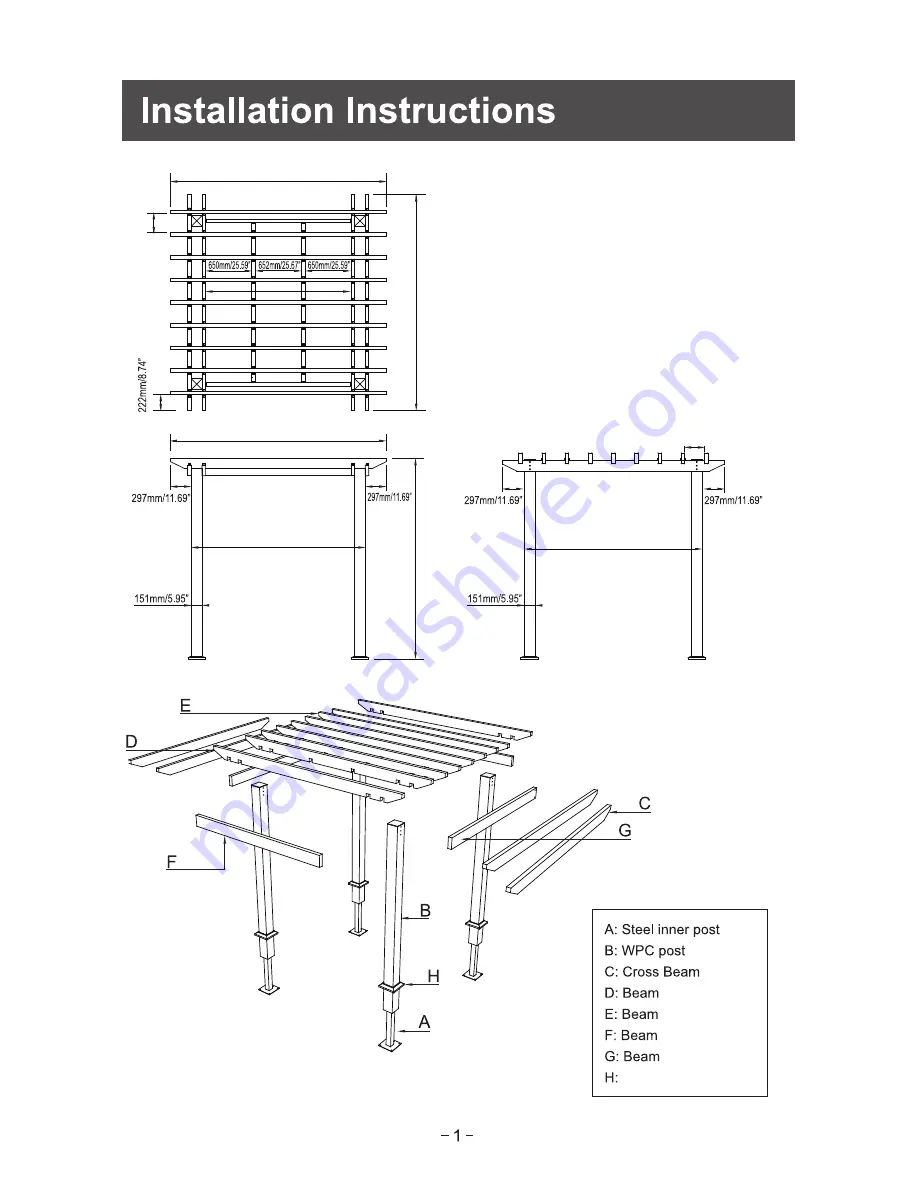 Leadvision WPC PERGOLA Installation Instructions Manual Download Page 2