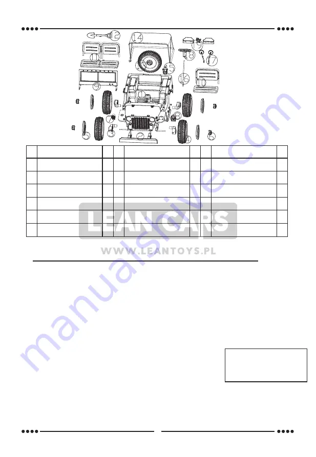 Lean Cars JH-101 Instructions For Installation And Use Manual Download Page 3