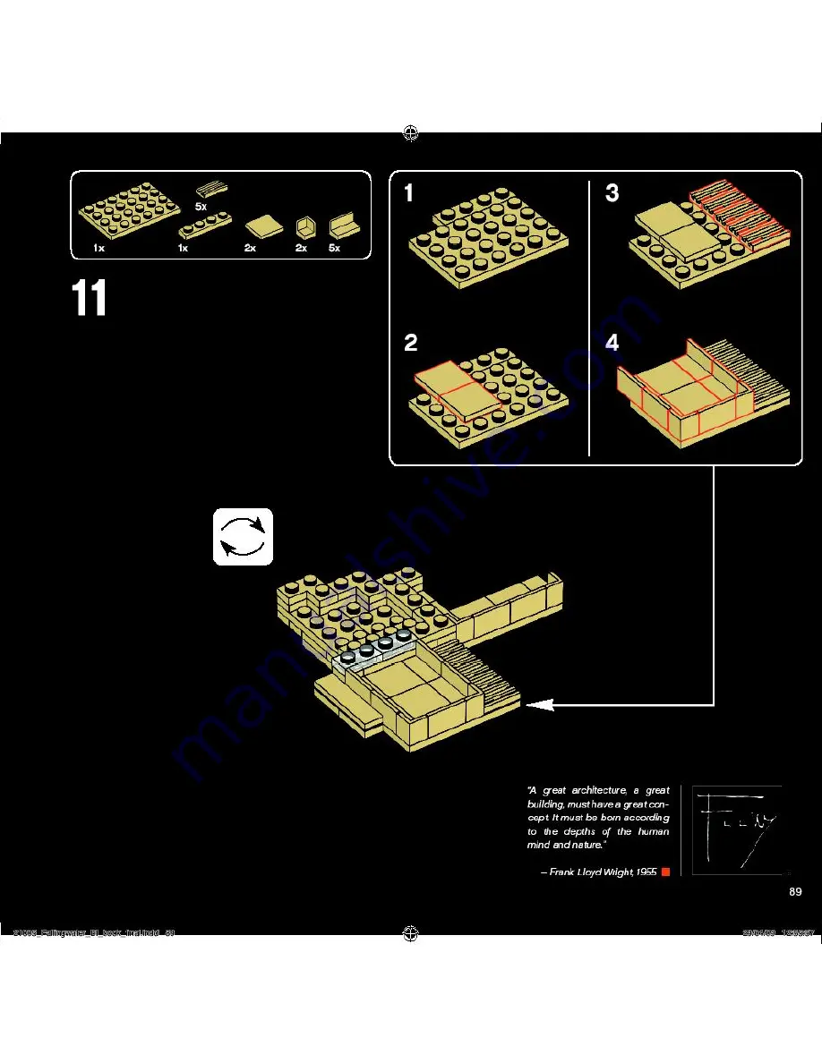 LEGO Architecture Fallingwater Building Instructions Download Page 89