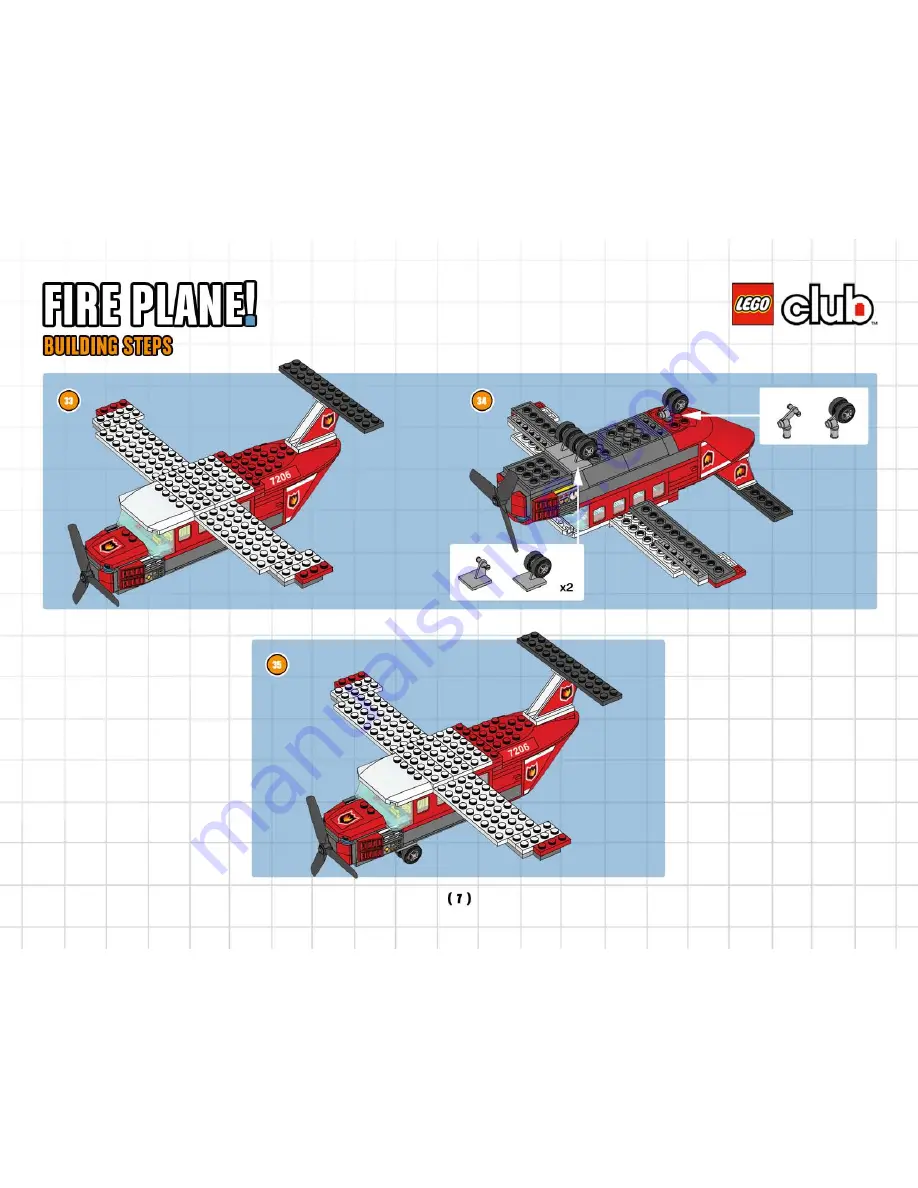 LEGO City Fire Plane Building Instructions Download Page 8