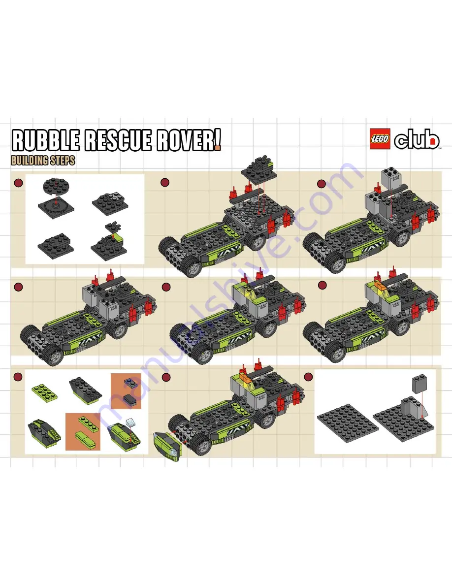 LEGO Rubble Rescue Rover Building Instructions Download Page 4