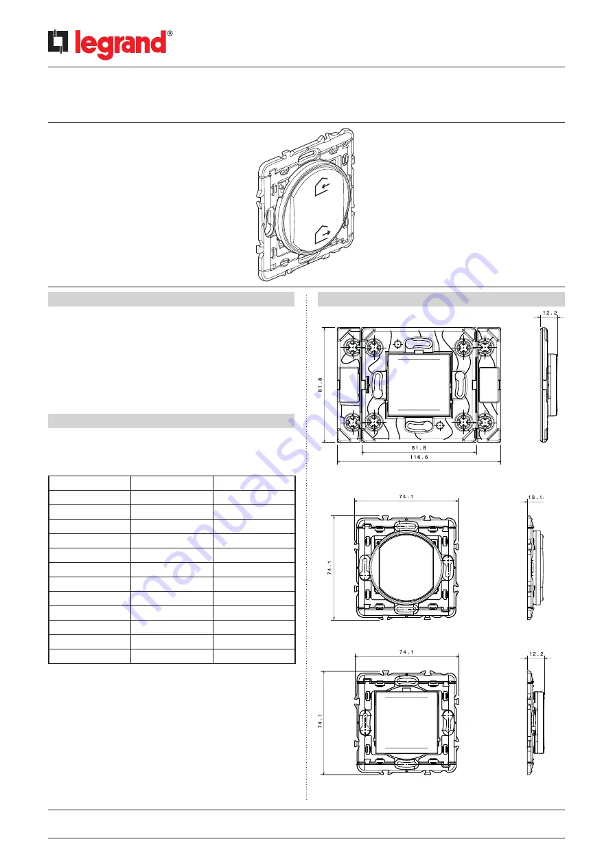 LEGRAND 0 648 72L Quick Start Manual Download Page 1