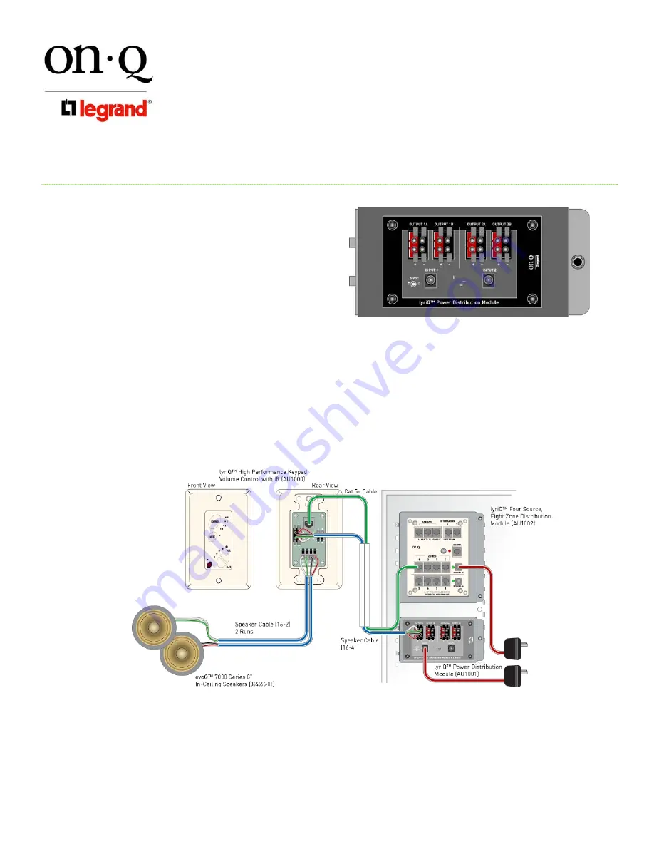 LEGRAND On-Q lyriQ AU1001 Instruction/Installation Sheet Download Page 1