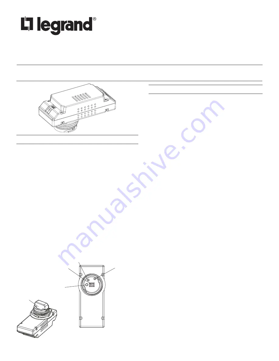 LEGRAND Wattstopper FSP-301 Installation Instructions Manual Download Page 1