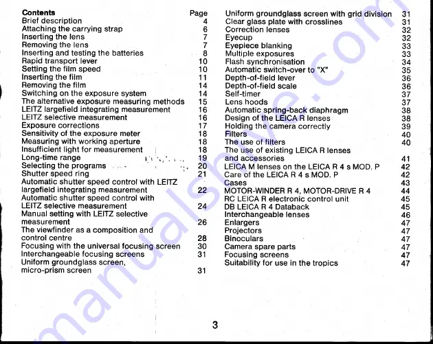 Leica R 4 s MOD. P Instructions Manual Download Page 4