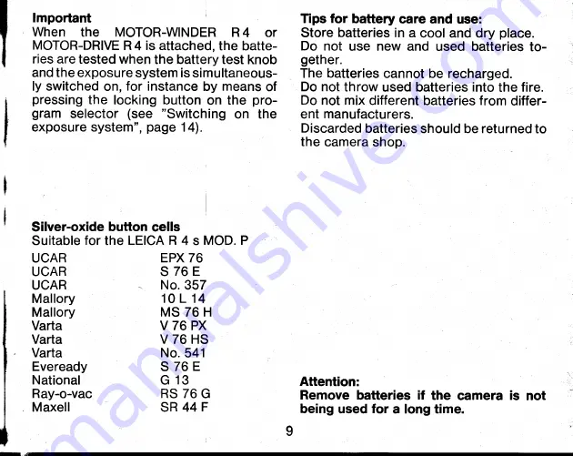 Leica R 4 s MOD. P Instructions Manual Download Page 10