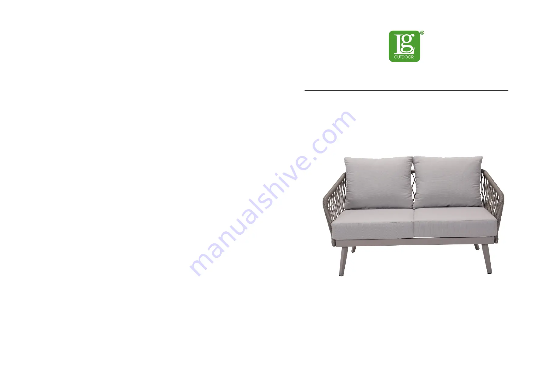 Leisuregrow Sarasota 2 Seat Sofa and Cushions Скачать руководство пользователя страница 1