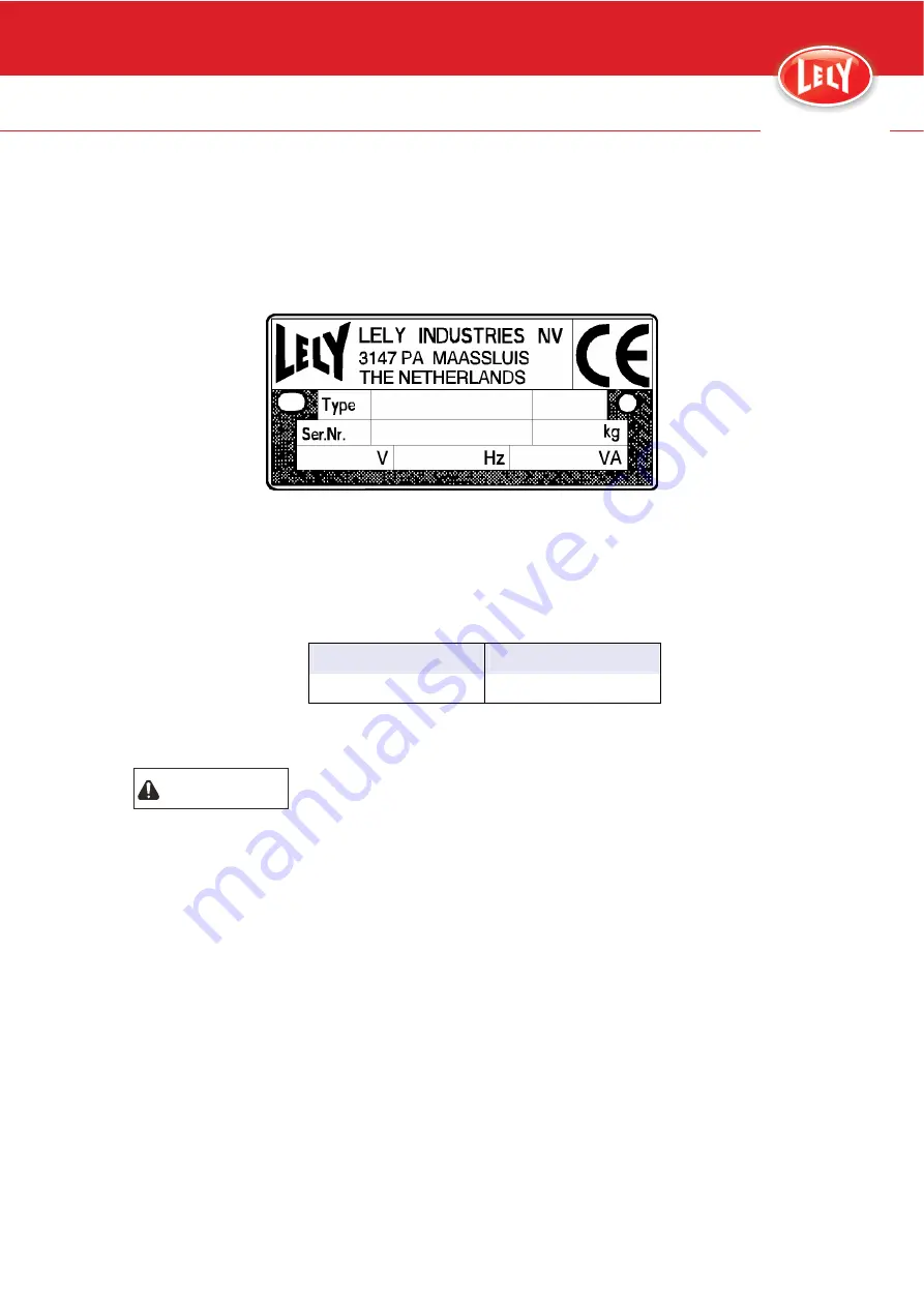 LELY 5.1103.0010 Operator'S Manual Download Page 8