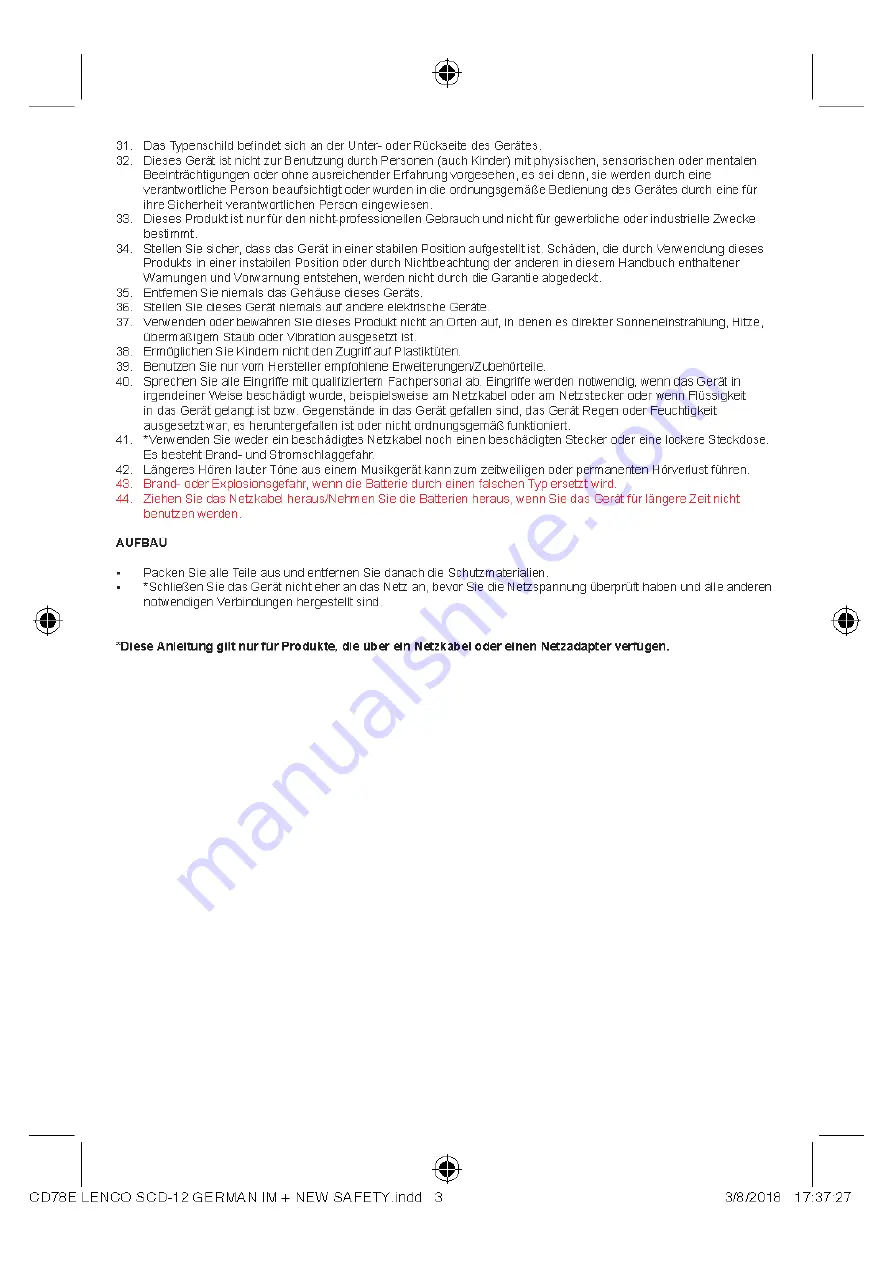 LENCO SCD-12 Instruction Manual Download Page 3