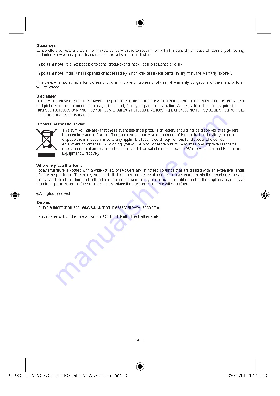 LENCO SCD-12 Instruction Manual Download Page 18