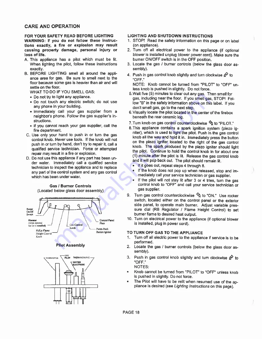 Lennox Hearth Products TG300DV Скачать руководство пользователя страница 18